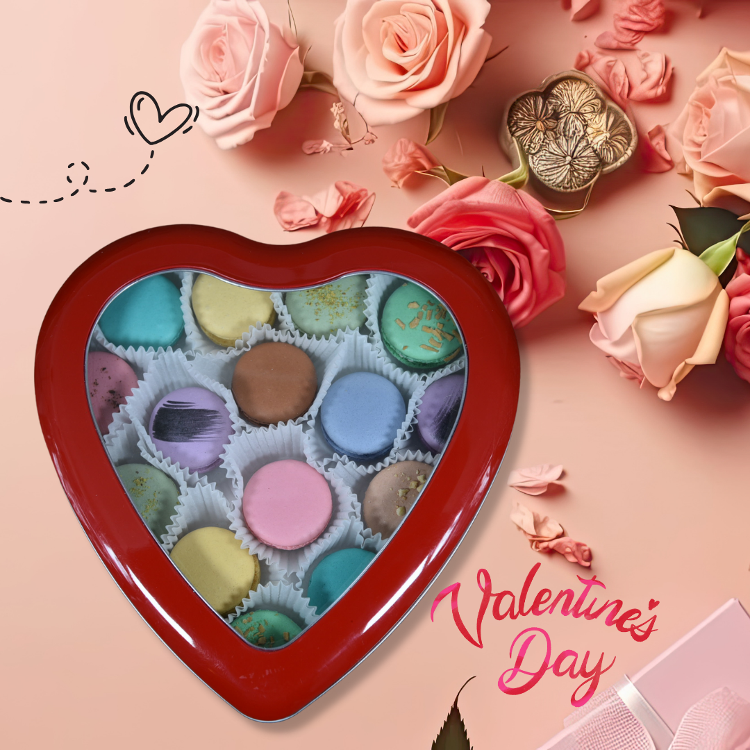 Valentine's Day Macarons BOX , Heart DeLuxe BOX of 15 pcs