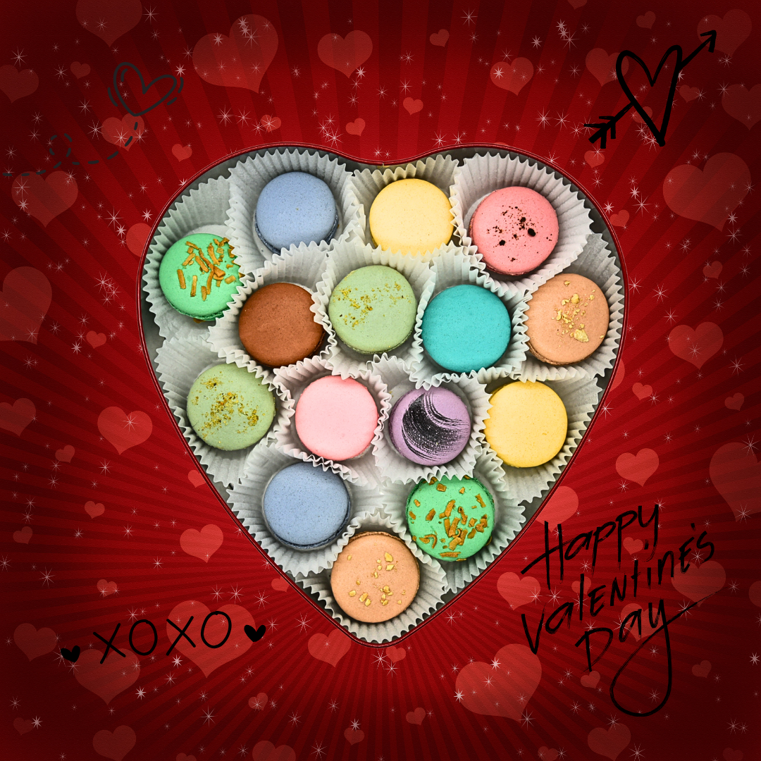 Valentine's Day Macarons BOX , Heart DeLuxe BOX of 15 pcs