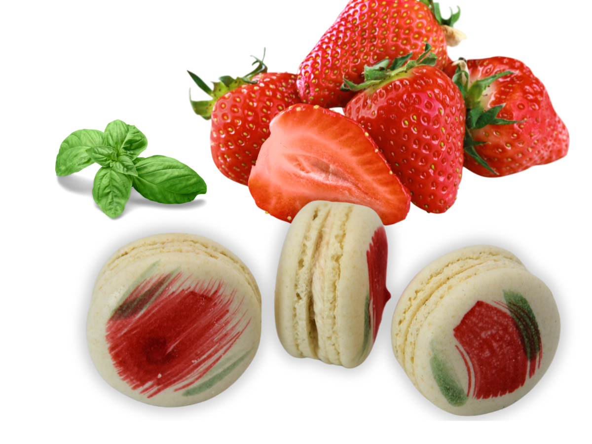 Vegan Strawberry with Basil Macaron